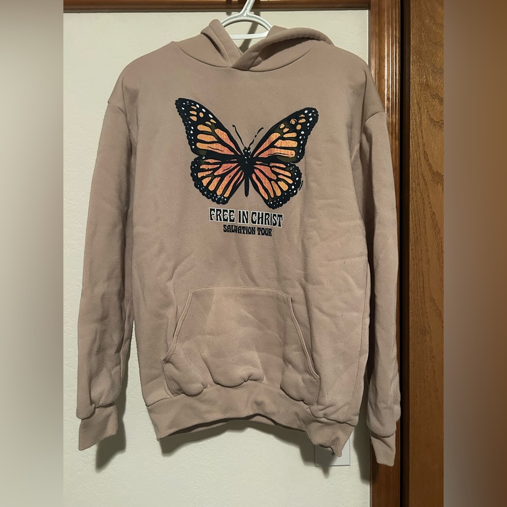 Original Deluxe Tan Butterfly Graphic Hoodie